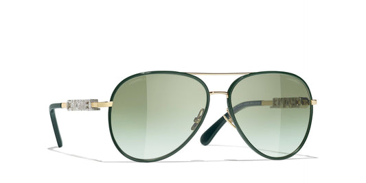 משקפי שמש של שאנל זהב-ירוק | CHANEL CH4284B pilot glasses Gold-Green