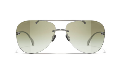 משקפי שמש של שאנל כסף-ירוק | CHANEL CH4285T pilot glasses Money-Green