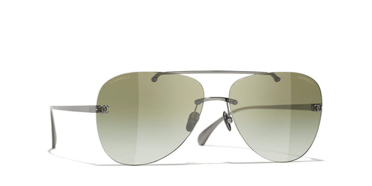 משקפי שמש של שאנל כסף-ירוק | CHANEL CH4285T pilot glasses Money-Green