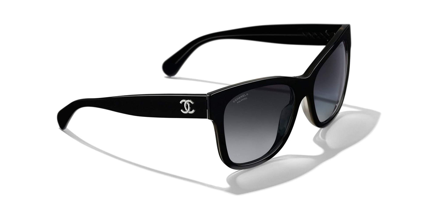 משקפי שמש של שאנל שחור-אפור | CHANEL Square Sunglasses CH5380 Black-Grey
