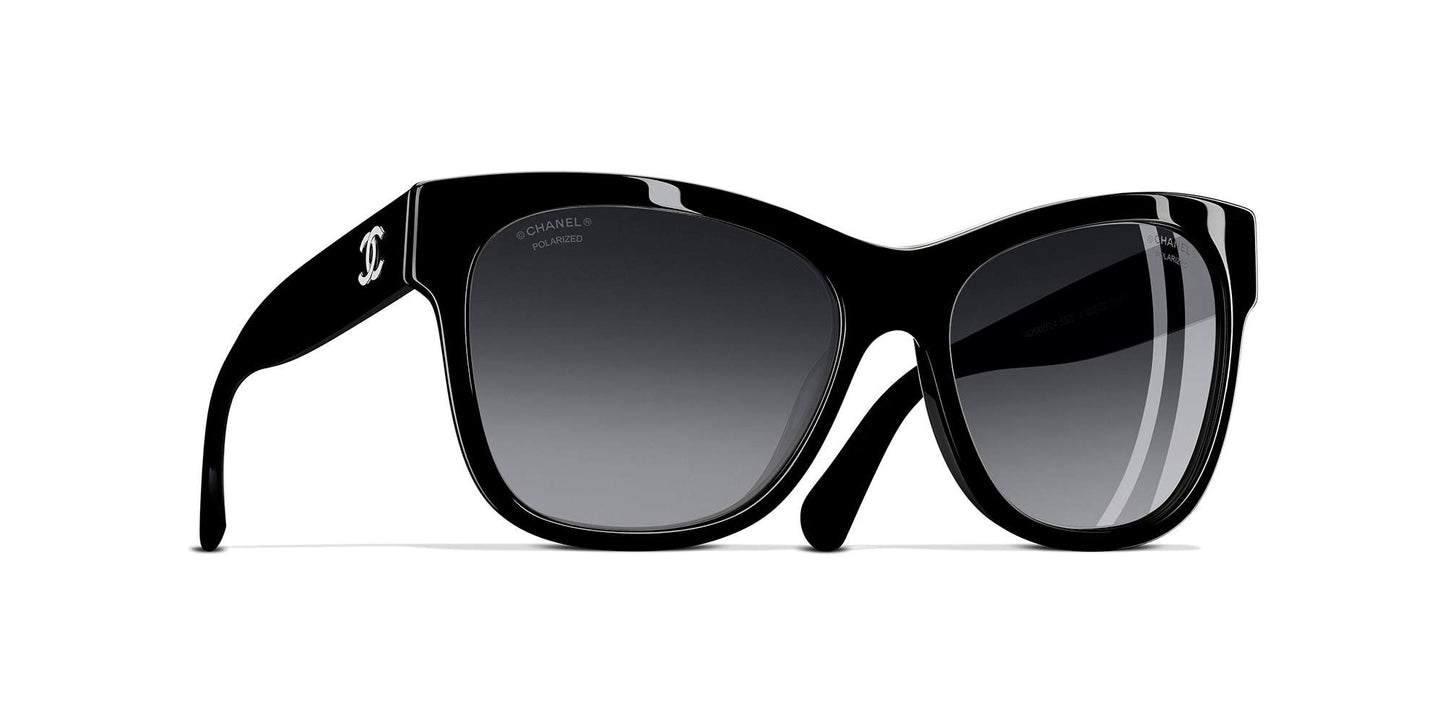 משקפי שמש של שאנל שחור-אפור | CHANEL Square Sunglasses CH5380 Black-Grey