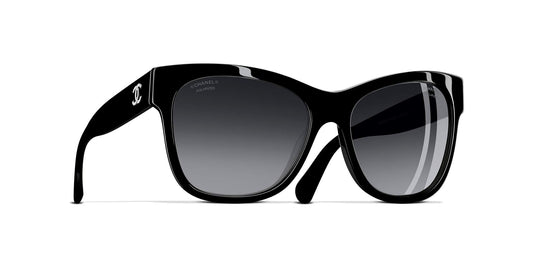משקפי שמש של שאנל שחור-אפור | CHANEL Square Sunglasses CH5380 Black-Grey