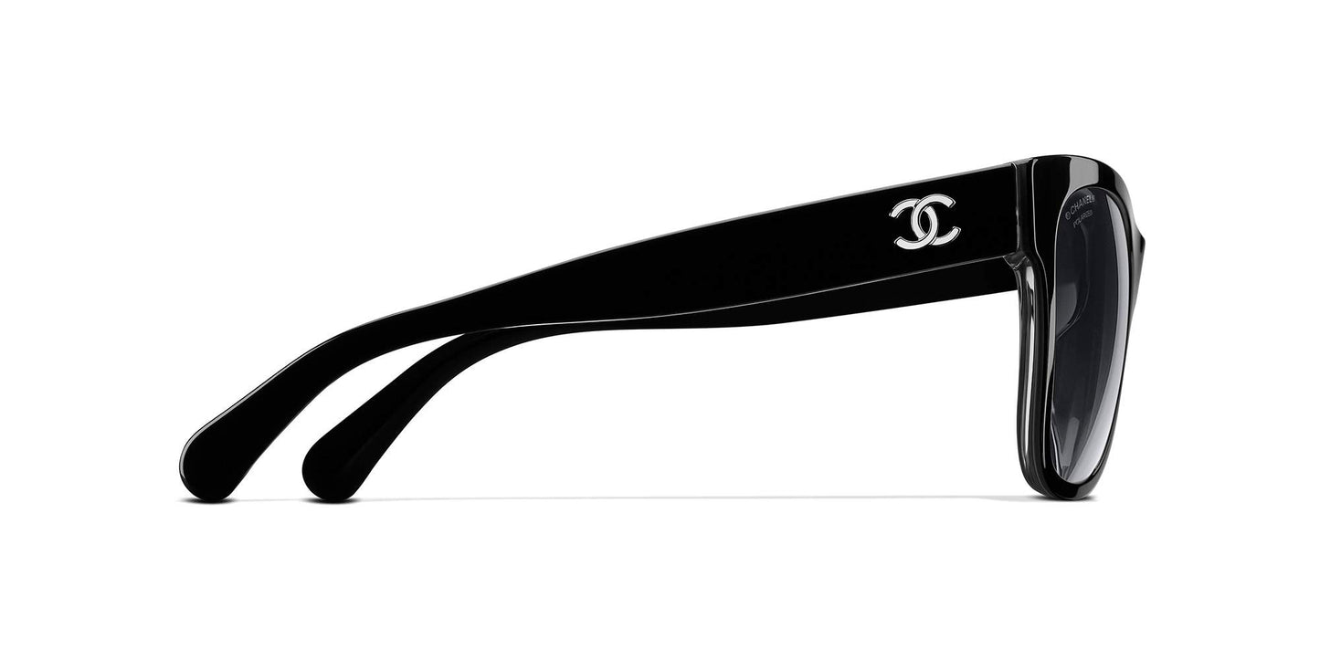 משקפי שמש של שאנל שחור-אפור | CHANEL Square Sunglasses CH5380 Black-Grey