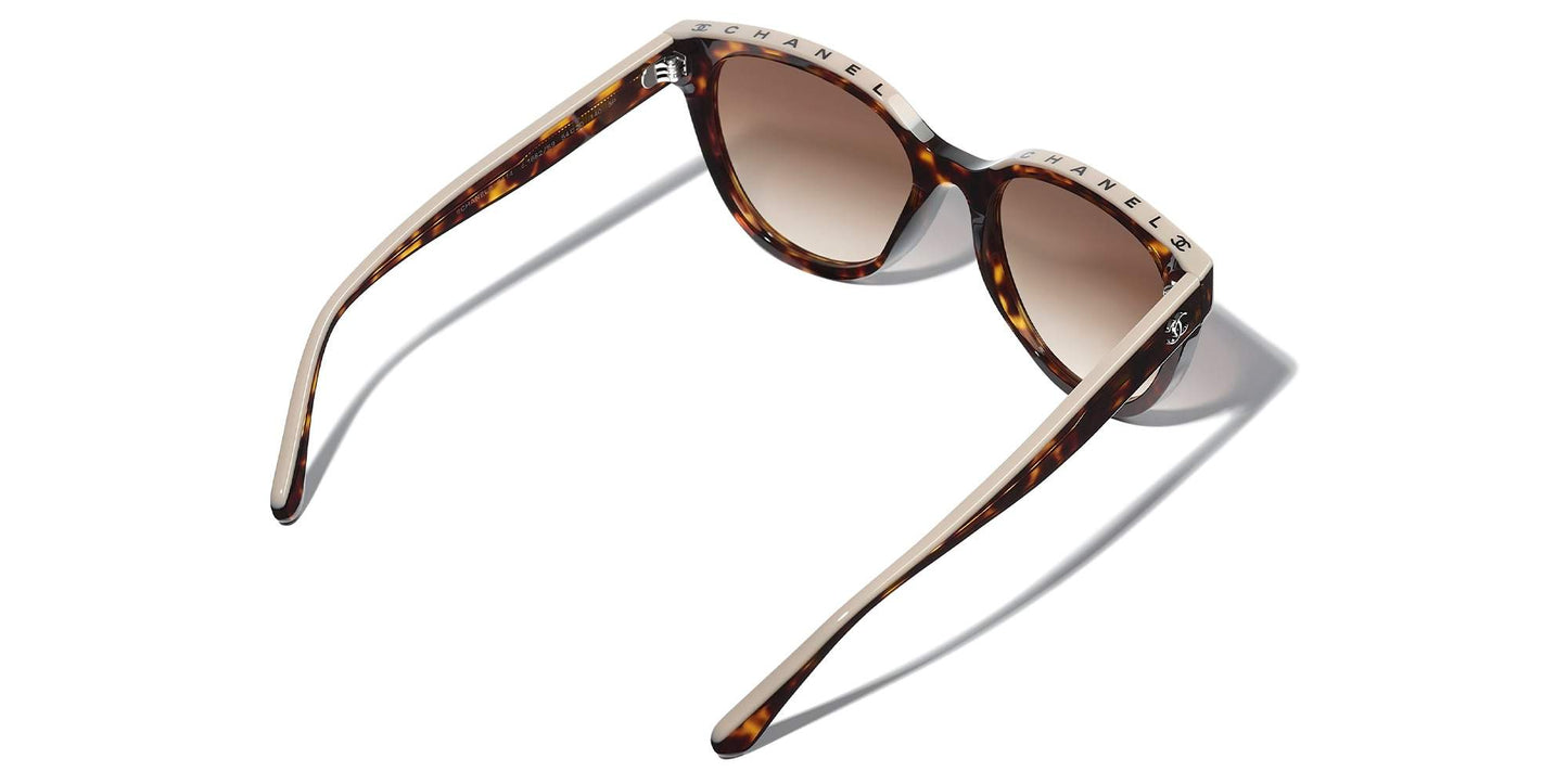 משקפי שמש של שאנל צב כהה ובז'-חום | CHANEL Butterfly Sunglasses CH5414 Dark Tortoise & Beige-Brown