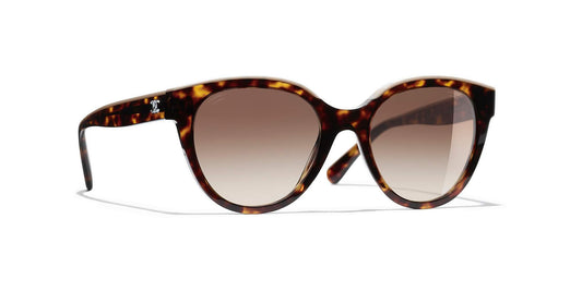 משקפי שמש של שאנל צב כהה ובז'-חום | CHANEL Butterfly Sunglasses CH5414 Dark Tortoise & Beige-Brown