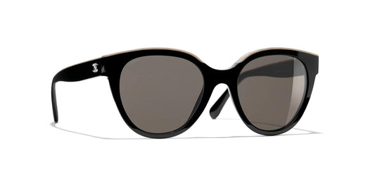 משקפי שמש של שאנל שחור ובז'-חום | CHANEL Butterfly Sunglasses CH5414 Black & Beige-Brown
