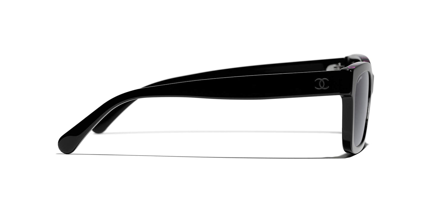 משקפי שמש של שאנל שחור וורוד-אפור | CHANEL Square Sunglasses CH5417 Black & Pink-Grey