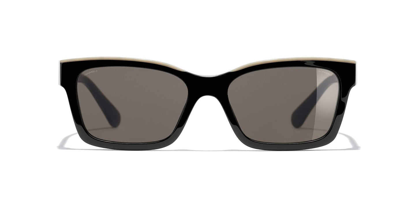 משקפי שמש של שאנל שחור ובז'-חום | CHANEL Square Sunglasses CH5417 Black & Beige-Brown