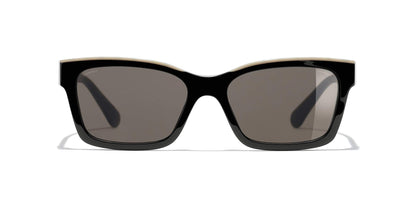 משקפי שמש של שאנל שחור ובז'-חום | CHANEL Square Sunglasses CH5417 Black & Beige-Brown