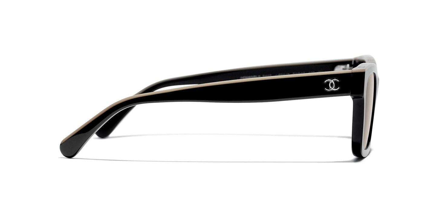 משקפי שמש של שאנל שחור ובז'-חום | CHANEL Square Sunglasses CH5417 Black & Beige-Brown