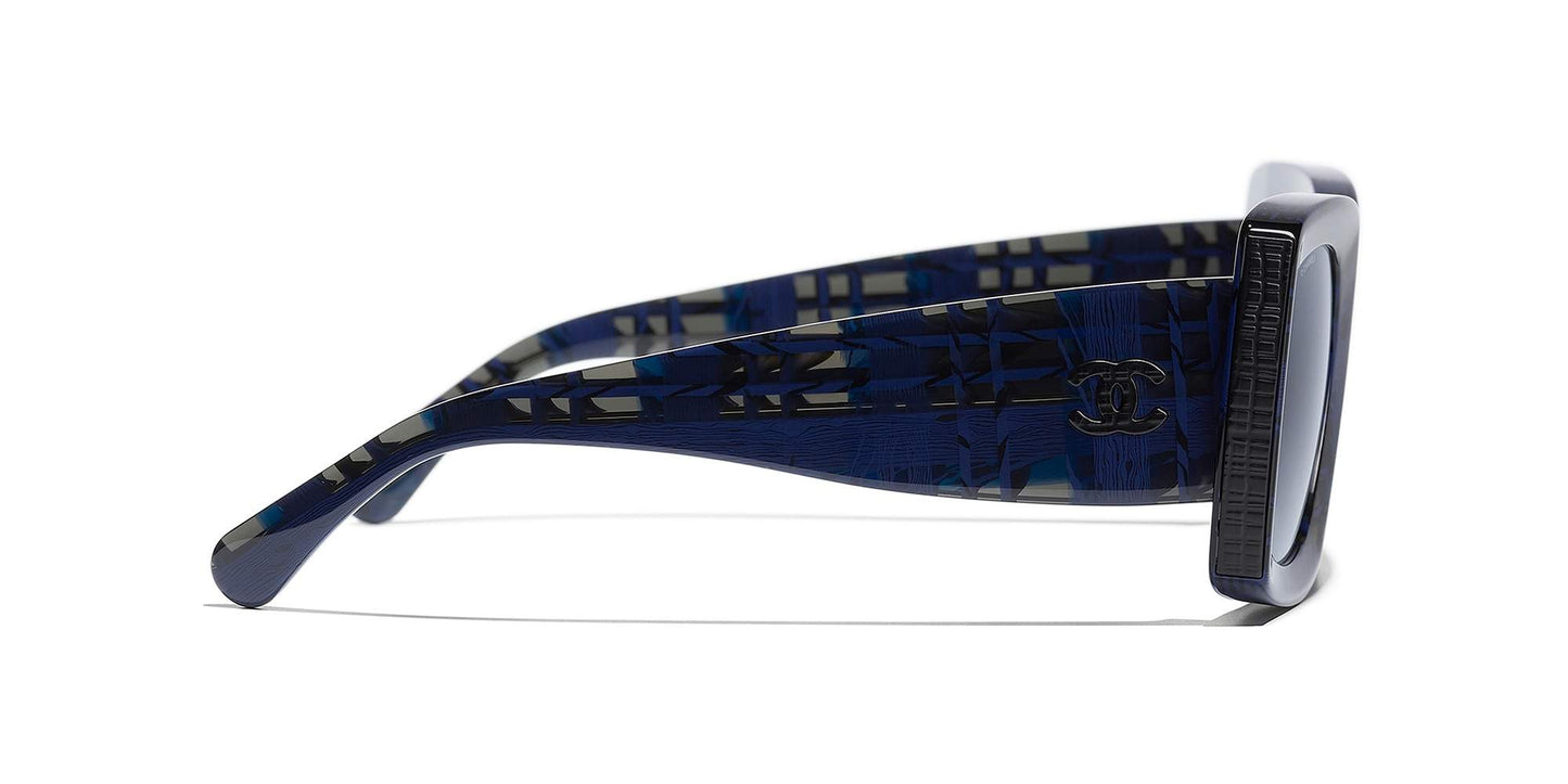 משקפי שמש של שאנל טוויד כחול-כחול | CHANEL Rectangle Sunglasses CH5435 Tweed Blue-Blue