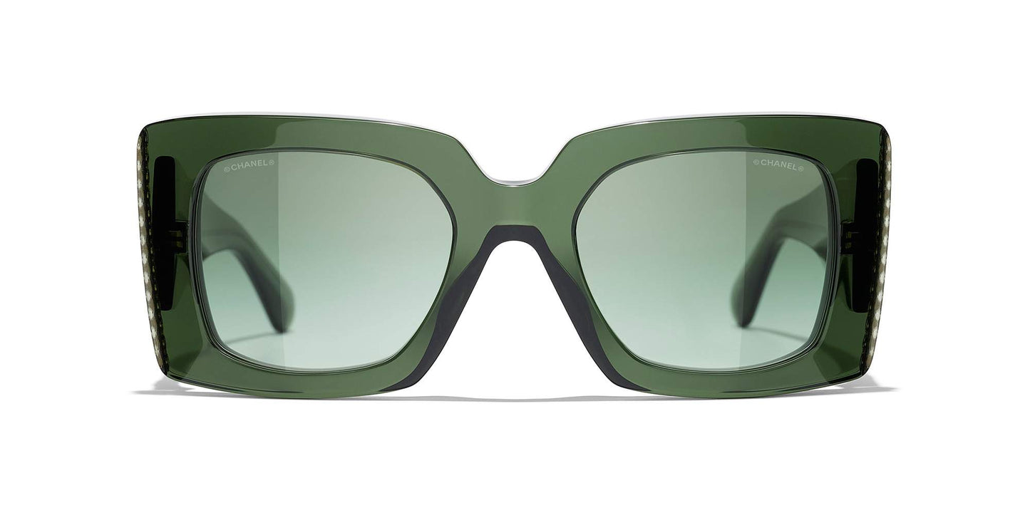 משקפי שמש של שאנל ירוק כהה-ירוק | CHANEL Square Sunglasses CH5480H Dark Green-Green