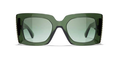 משקפי שמש של שאנל ירוק כהה-ירוק | CHANEL Square Sunglasses CH5480H Dark Green-Green