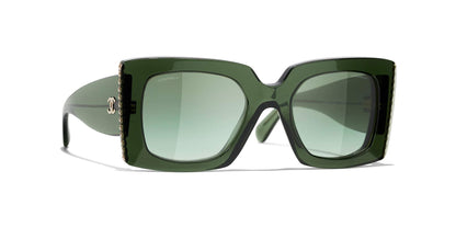 משקפי שמש של שאנל ירוק כהה-ירוק | CHANEL Square Sunglasses CH5480H Dark Green-Green