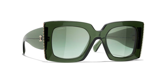 משקפי שמש של שאנל ירוק כהה-ירוק | CHANEL Square Sunglasses CH5480H Dark Green-Green