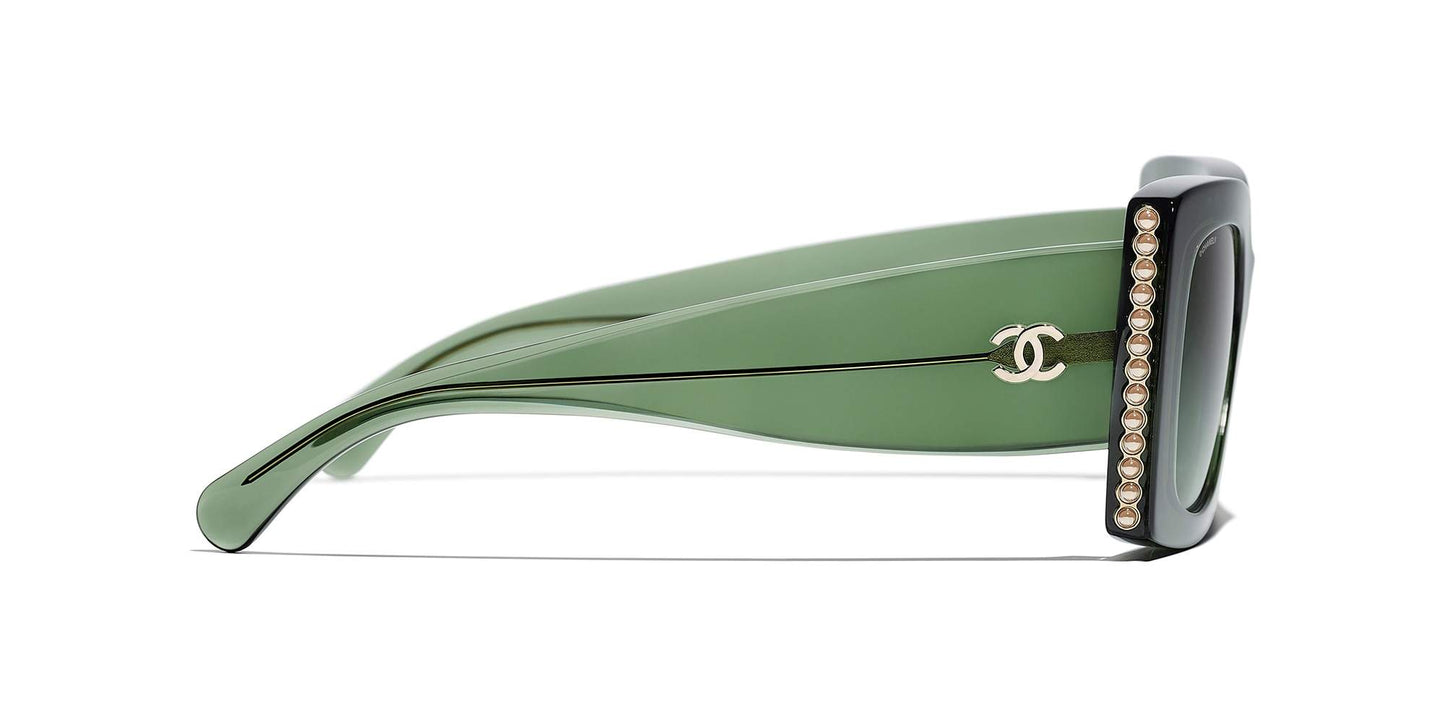 משקפי שמש של שאנל ירוק כהה-ירוק | CHANEL Square Sunglasses CH5480H Dark Green-Green