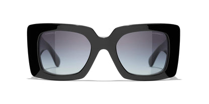 משקפי שמש של שאנל שחור וזהב-אפור | CHANEL Square Sunglasses CH5480H Black & Gold-Grey