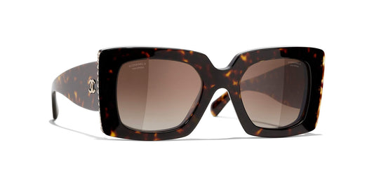 משקפי שמש של שאנל צב כהה-חום בהיר | CHANEL Square Sunglasses CH5480H Dark Tortoise-Light Brown