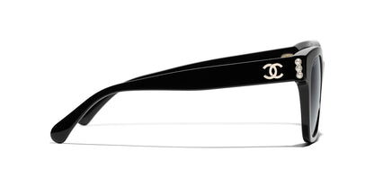 משקפי שמש של שאנל שחור וזהב-אפור | CHANEL Square Sunglasses CH5482H Black & Gold-Grey