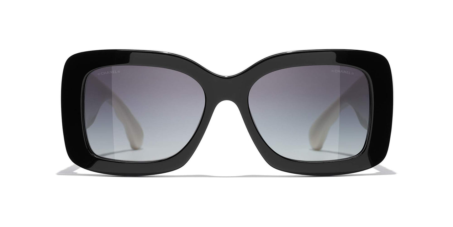 משקפי שמש של שאנל שחור ולבן-אפור | CHANEL Rectangle Sunglasses CH5483 Black & White-Grey