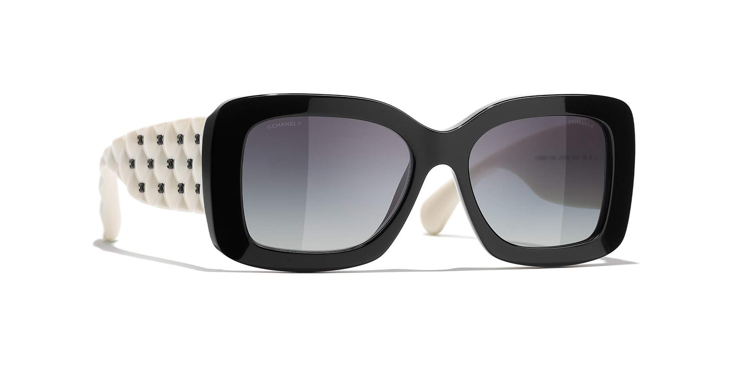 משקפי שמש של שאנל שחור ולבן-אפור | CHANEL Rectangle Sunglasses CH5483 Black & White-Grey