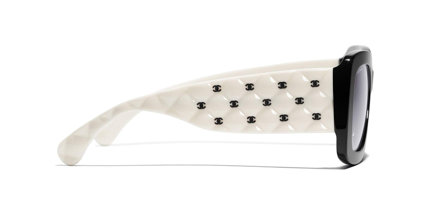 משקפי שמש של שאנל שחור ולבן-אפור | CHANEL Rectangle Sunglasses CH5483 Black & White-Grey