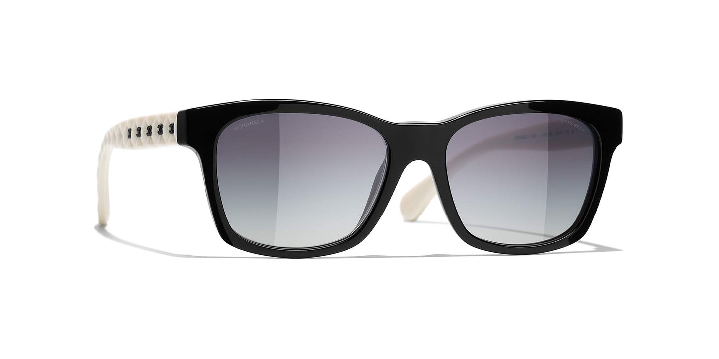 משקפי שמש של שאנל שחור ולבן-אפור | CHANEL Square Sunglasses CH5484 Black & White-Grey