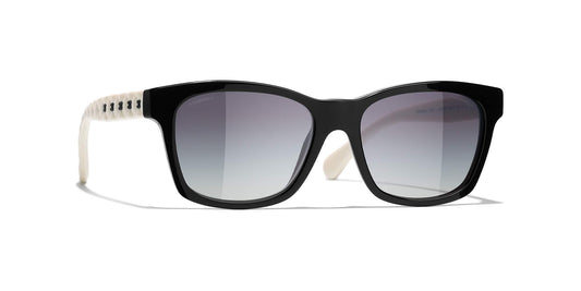 משקפי שמש של שאנל שחור ולבן-אפור | CHANEL Square Sunglasses CH5484 Black & White-Grey