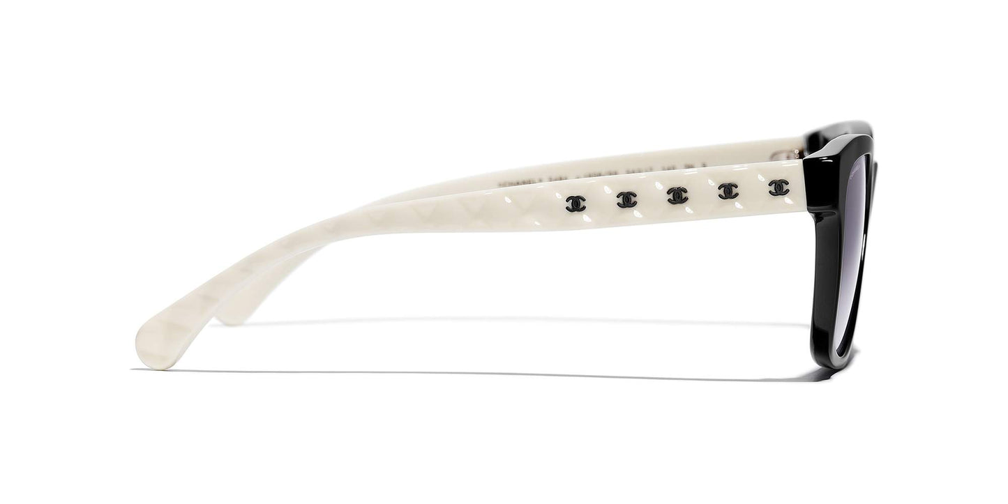 משקפי שמש של שאנל שחור ולבן-אפור | CHANEL Square Sunglasses CH5484 Black & White-Grey