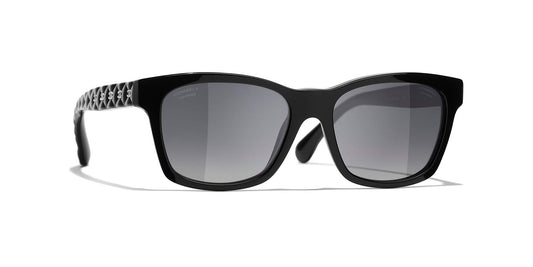 משקפי שמש של שאנל שחור-אפור | CHANEL Square Sunglasses CH5484 Black-Grey