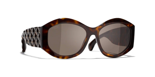 משקפי שמש של שאנל בצבע צב-חום כהה | CHANEL Oval Sunglasses CH5486 Dark Tortoise-Brown