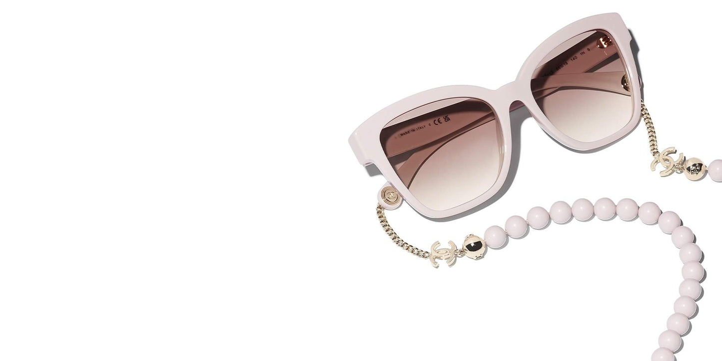 משקפי שמש של שאנל בז' וזהב-חום | CHANEL  Square Sunglasses CH5487 Beige & Gold-Brown