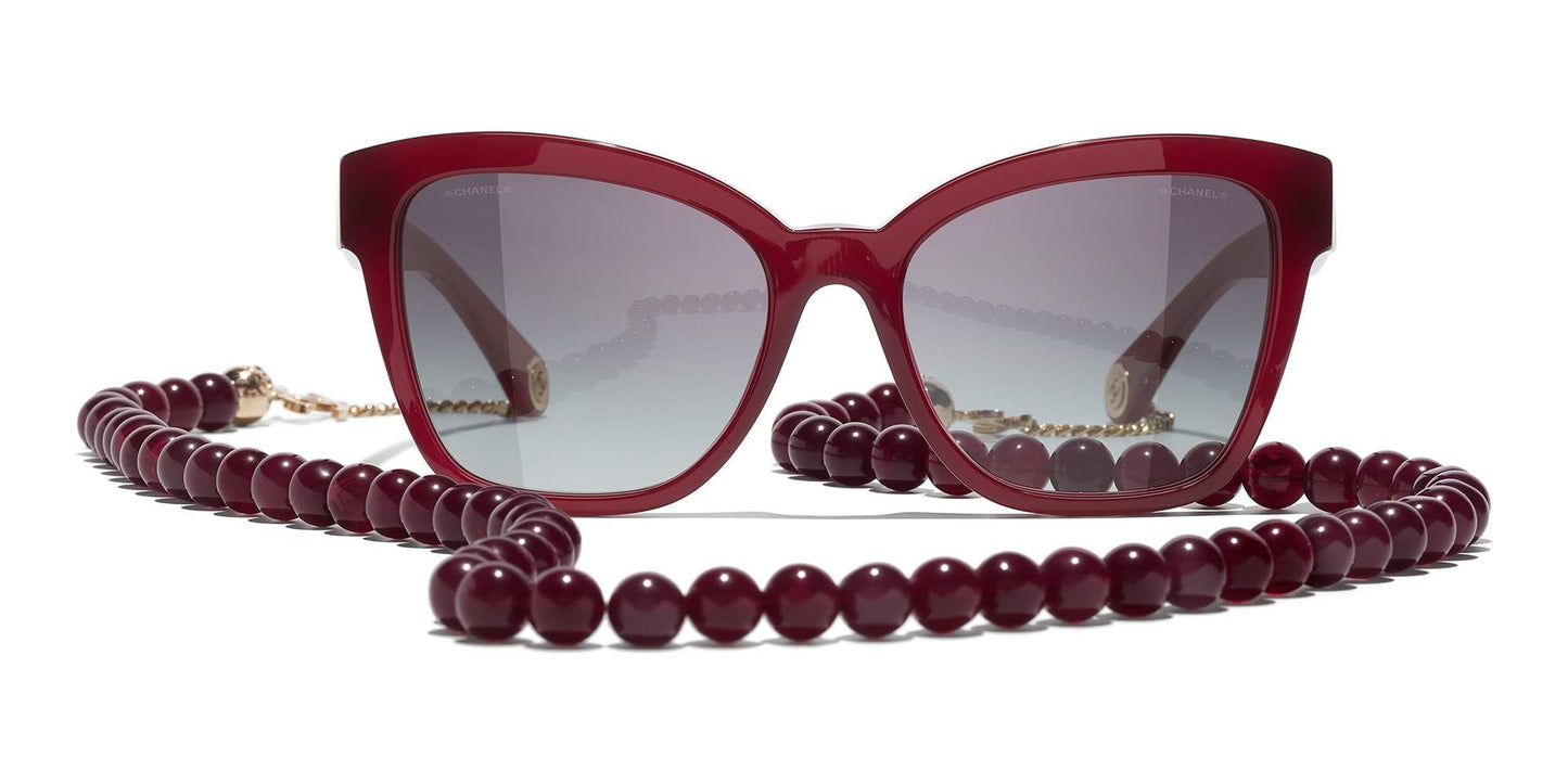 משקפי שמש של שאנל בורדו וזהב-אפור | CHANEL  Square Sunglasses CH5487 Burgundy & Gold-Grey