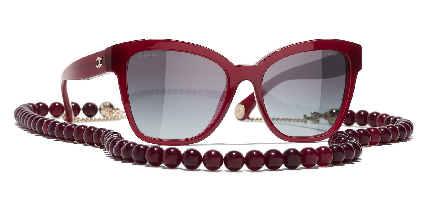 משקפי שמש של שאנל בורדו וזהב-אפור | CHANEL  Square Sunglasses CH5487 Burgundy & Gold-Grey