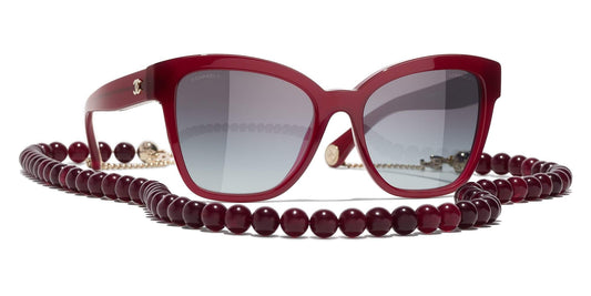 משקפי שמש של שאנל בורדו וזהב-אפור | CHANEL  Square Sunglasses CH5487 Burgundy & Gold-Grey