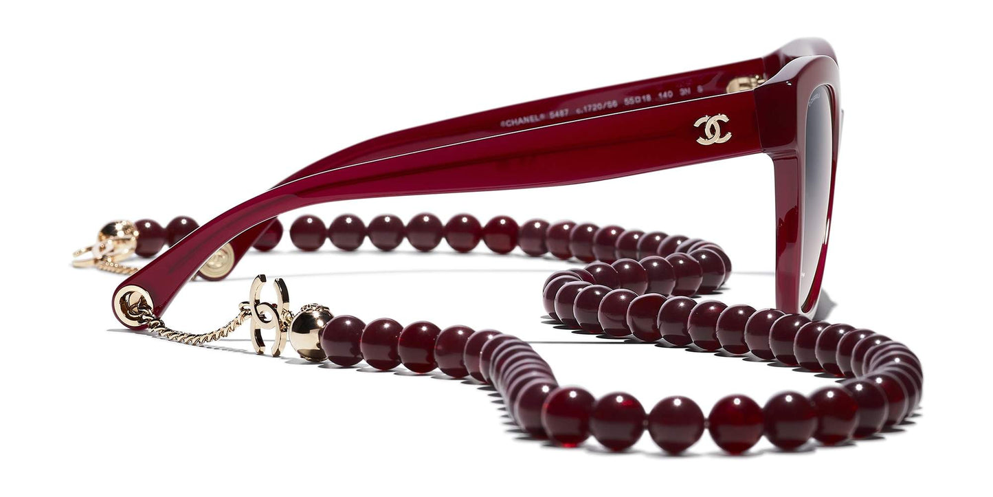 משקפי שמש של שאנל בורדו וזהב-אפור | CHANEL  Square Sunglasses CH5487 Burgundy & Gold-Grey