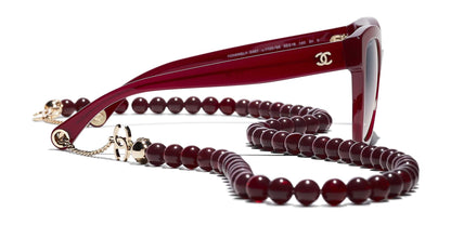 משקפי שמש של שאנל בורדו וזהב-אפור | CHANEL  Square Sunglasses CH5487 Burgundy & Gold-Grey