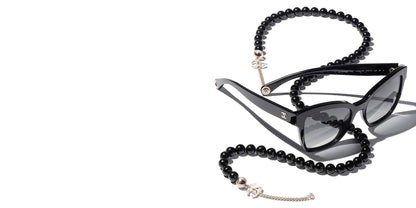משקפי שמש של שאנל שחור וזהב-אפור | CHANEL  Square Sunglasses CH5487 Black & Gold-Grey