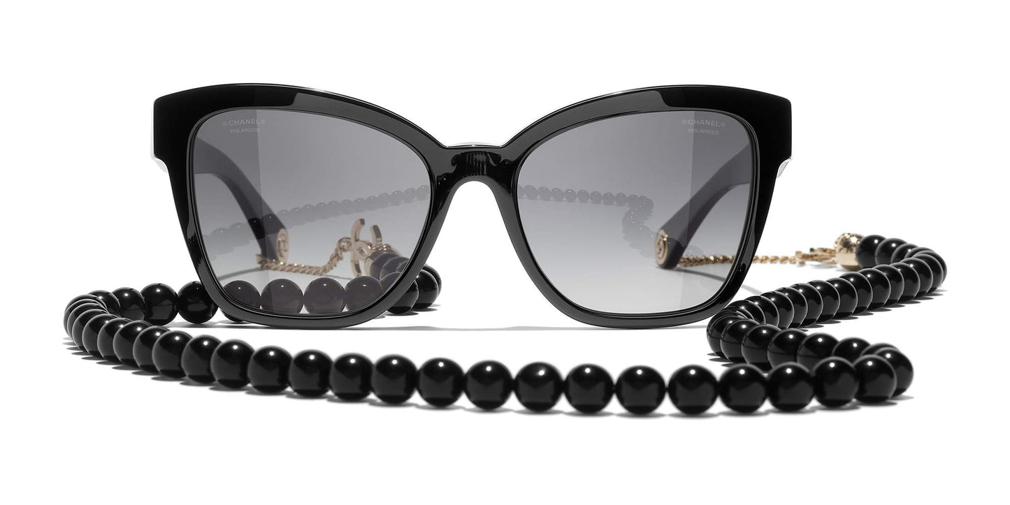 משקפי שמש של שאנל שחור וזהב-אפור | CHANEL  Square Sunglasses CH5487 Black & Gold-Grey