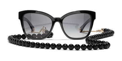 משקפי שמש של שאנל שחור וזהב-אפור | CHANEL  Square Sunglasses CH5487 Black & Gold-Grey