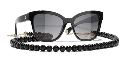 משקפי שמש של שאנל שחור וזהב-אפור | CHANEL  Square Sunglasses CH5487 Black & Gold-Grey