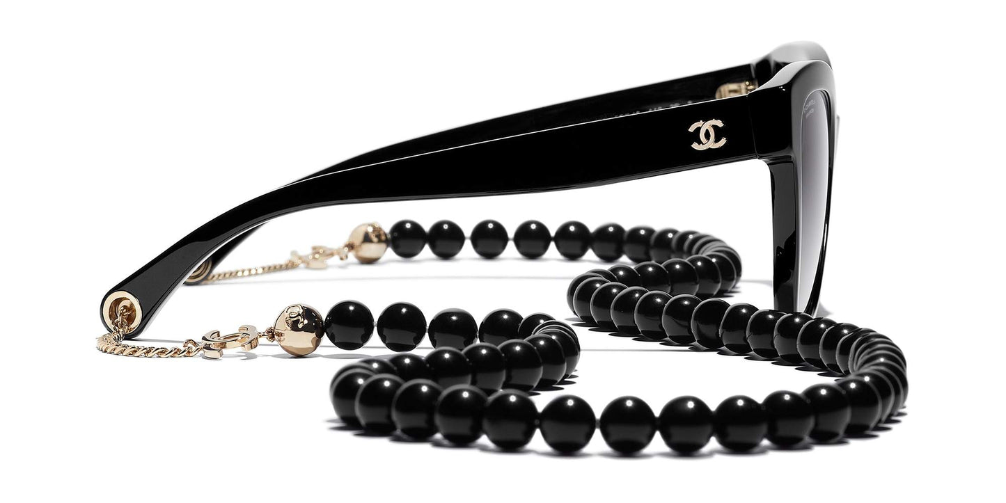 משקפי שמש של שאנל שחור וזהב-אפור | CHANEL  Square Sunglasses CH5487 Black & Gold-Grey