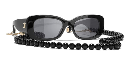 משקפי שמש של שאנל שחור וזהב-אפור | CHANEL Rectangle Sunglasses CH5488 Black & Gold-Grey