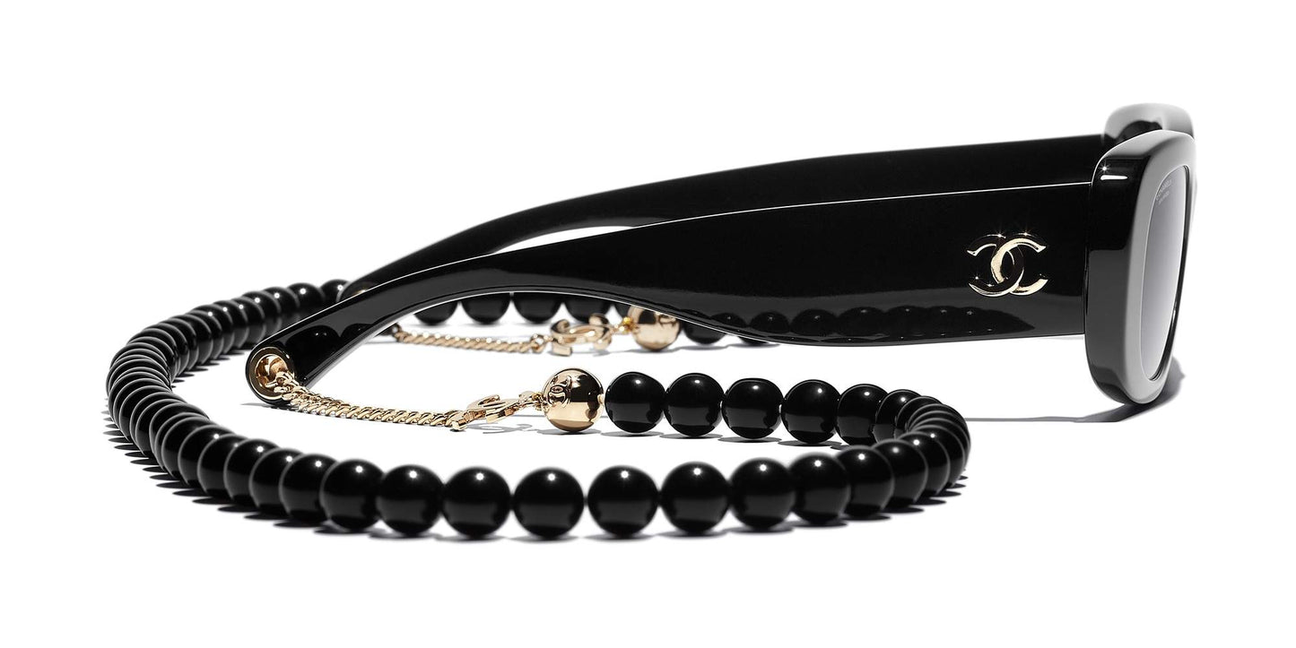 משקפי שמש של שאנל שחור וזהב-אפור | CHANEL Rectangle Sunglasses CH5488 Black & Gold-Grey