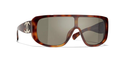 משקפי שמש של שאנל בצבע צב-חום כהה | CHANEL Shield Sunglasses CH5495 Dark Tortoise-Brown