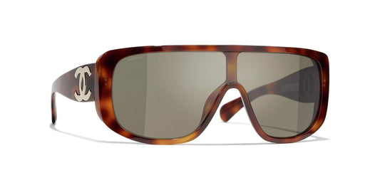 משקפי שמש של שאנל בצבע צב-חום כהה | CHANEL Shield Sunglasses CH5495 Dark Tortoise-Brown