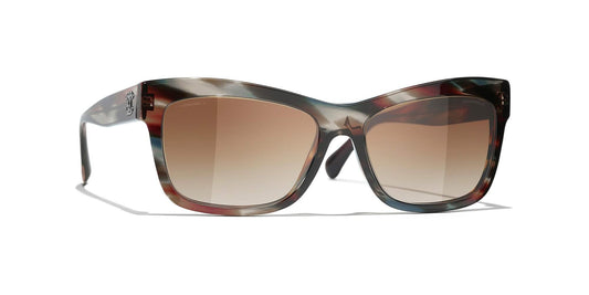 משקפי שמש של שאנל צב חום ואפור-חום | CHANEL Rectangle Sunglasses CH5496B Brown Tortoise & Gray-Brown
