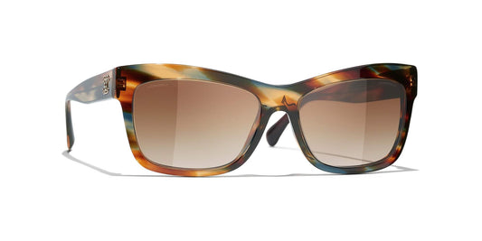 משקפי שמש של שאנל צב צהוב וחום-חום | CHANEL Rectangle Sunglasses CH5496B Yellow Tortoise & Brown-Brown