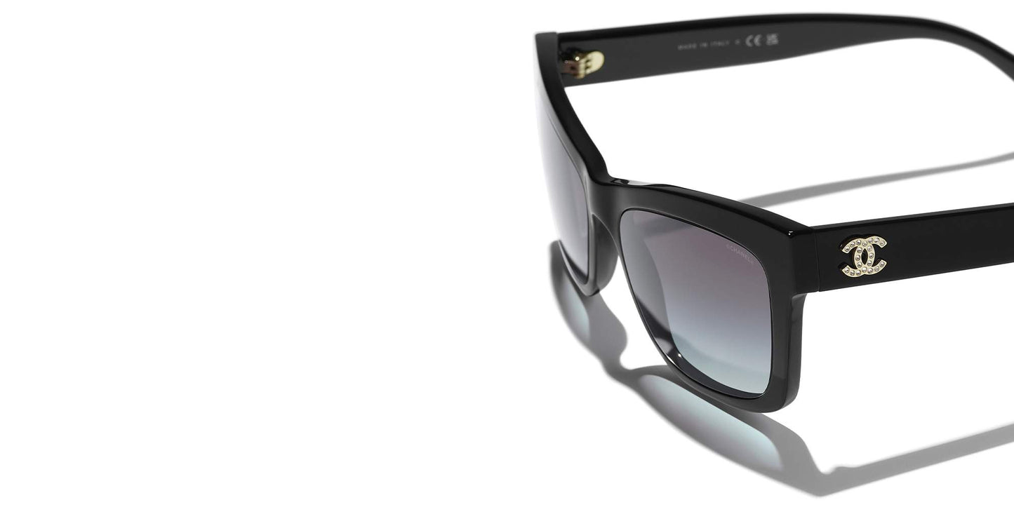 משקפי שמש של שאנל שחור-אפור | CHANEL Rectangle Sunglasses CH5496B Black-Gray