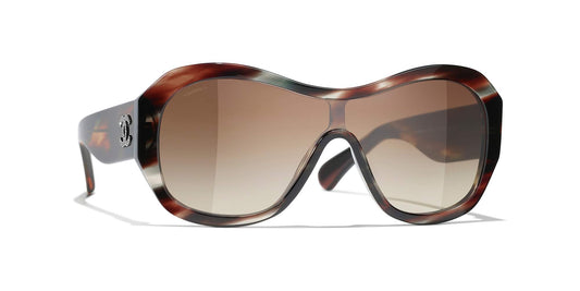 משקפי שמש של שאנל צב חום ואפור-חום | CHANEL Shield Sunglasses CH5497B Brown Tortoise & Gray-Brown